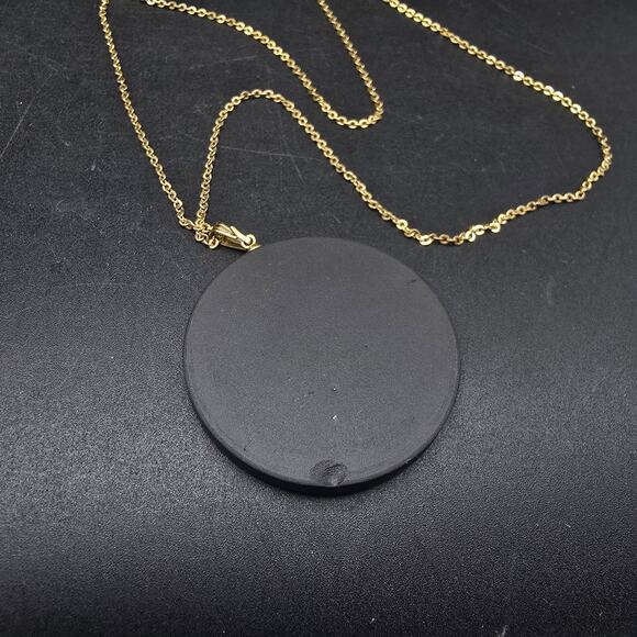 Franklin Mint Midnight Sun Pendant Necklace Damascene Black Sun - Picture 4 of 7